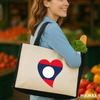 Jutetasche Laos Flagge Herz 21 Liter Black