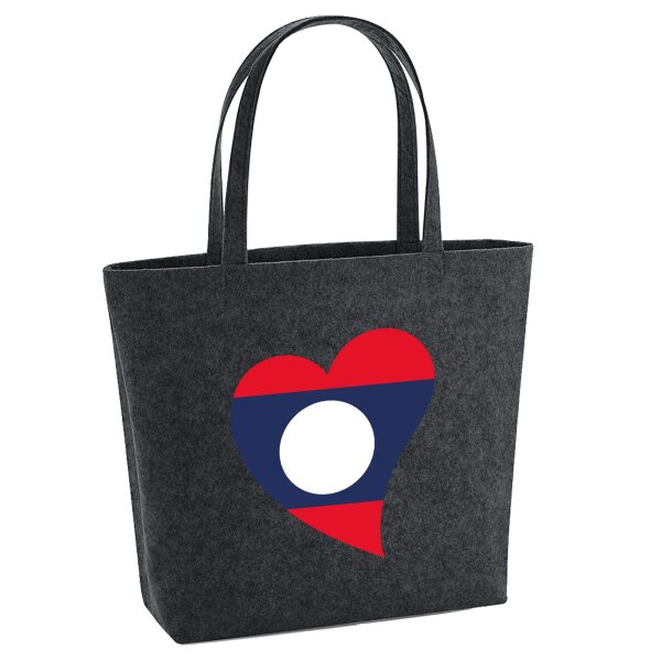 Filzshopper Laos Flagge Herz, 22 Liter