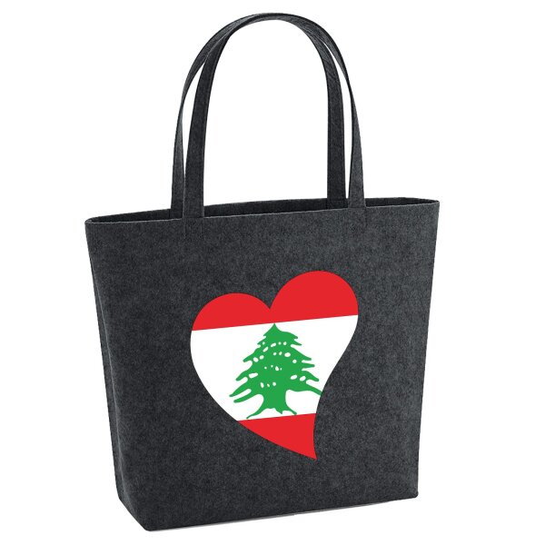 Filzshopper Libanon Flagge Herz, 22 Liter