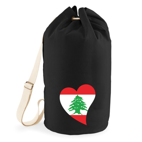 Seesack Libanon Flagge Herz 20 Liter Black