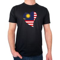 Herren T-Shirt Malaysia Flagge Herz