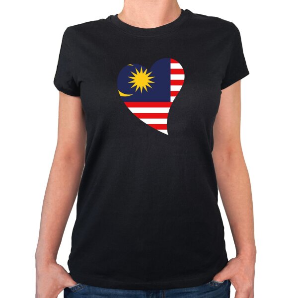 Damen T-Shirt Malaysia Flagge Herz