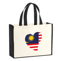 Jutetasche Malaysia Flagge Herz 21 Liter Black