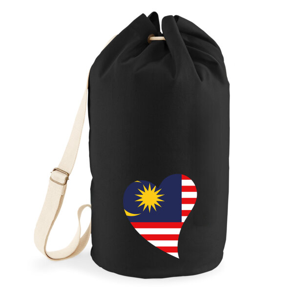 Seesack Malaysia Flagge Herz 20 Liter Black