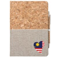 Notizbuch A5 Malaysia Flagge Herz 80 Blatt inkl....