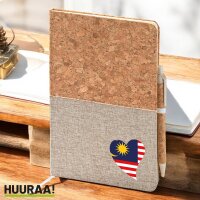 Notizbuch A5 Malaysia Flagge Herz 80 Blatt inkl....