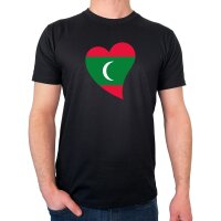 Herren T-Shirt Malediven Flagge Herz