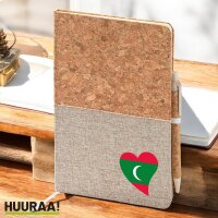 Notizbuch A5 Malediven Flagge Herz 80 Blatt inkl....