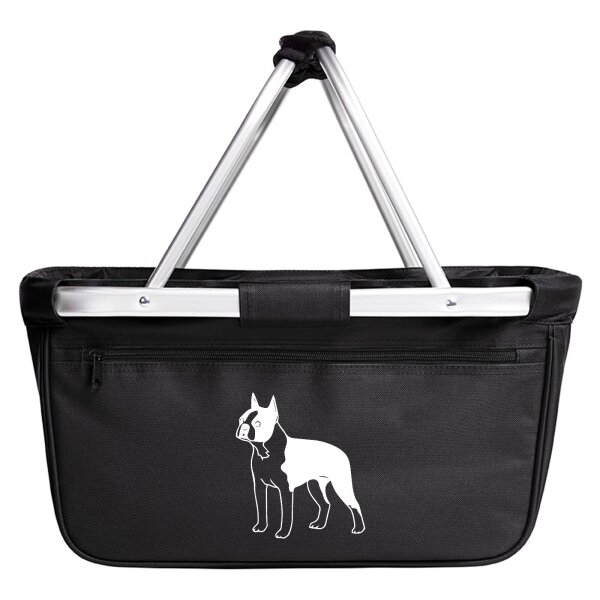 Einkaufskorb faltbar Boston Terrier Silhouette 20 Liter Black