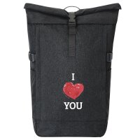 Kurierrucksack I love you Herz 30-44 Liter Black Melange