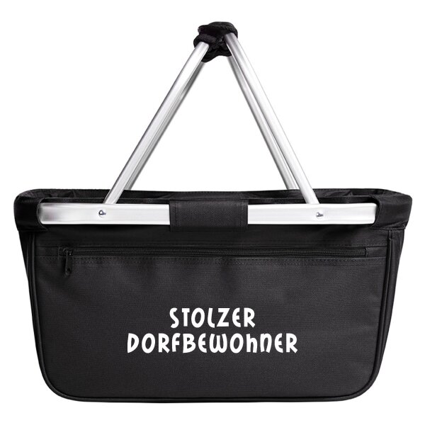Einkaufskorb faltbar Stolzer Dorfbewohner Schriftzug 20 Liter Black