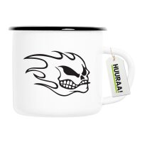 Emaille Tasse Totenkopf Flammen 300ml Vintage