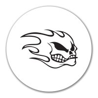 Aufkleber Totenkopf Flammen 10cm rund