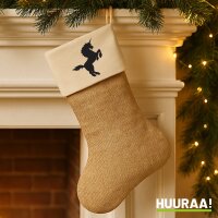 Weihnachtsstrumpf Einhorn Silhouette Beige Jute