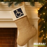 Weihnachtsstrumpf Rollstuhl Symbol Beige Jute