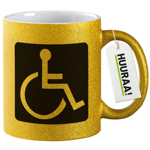 Glitzertasse Rollstuhl Symbol 330ml