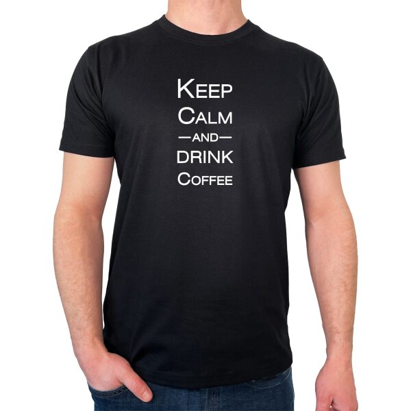 Herren T-Shirt Keep calm and drink coffee Schriftzug