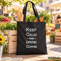 Jutebeutel Keep calm and drink coffee Schriftzug 10 Liter