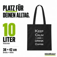 Jutebeutel Keep calm and drink coffee Schriftzug 10 Liter
