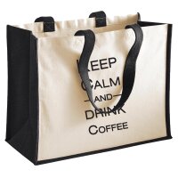 Jutetasche Keep calm and drink coffee Schriftzug 21 Liter...