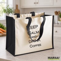 Jutetasche Keep calm and drink coffee Schriftzug 21 Liter...