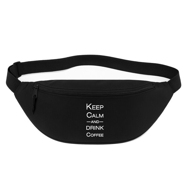 Bauchtasche Keep calm and drink coffee Schriftzug 2,5 Liter Black