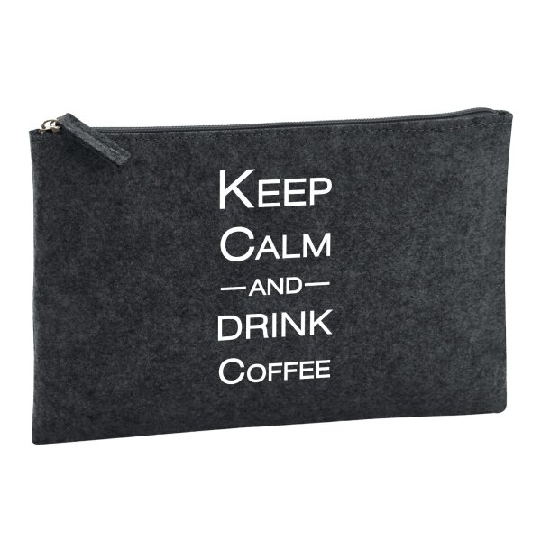 Kulturbeutel Keep calm and drink coffee Schriftzug 1 Liter Charcoal