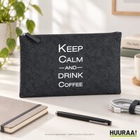 Kulturbeutel Keep calm and drink coffee Schriftzug 1 Liter Charcoal