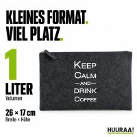 Kulturbeutel Keep calm and drink coffee Schriftzug 1 Liter Charcoal