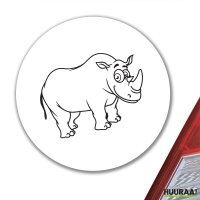 Aufkleber Nashorn Silhouette 10cm rund