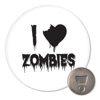 Magnet I love zombies Herz 59mm K&uuml;hlschrankmagnet