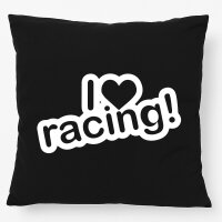 Kissen I love racing! Herz 40x40cm