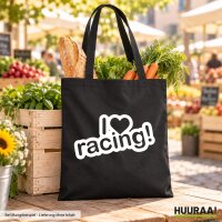 Jutebeutel I love racing! Herz 10 Liter
