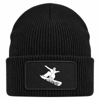 Beanie mit Patch Snowboarder Silhouette Black