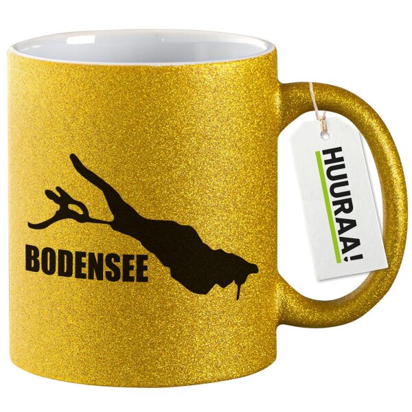 Glitzertasse Bodensee Umriss 330ml