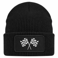 Beanie mit Patch Rennflaggen Flaggen Black