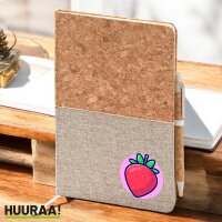 Notizbuch A5 Erdbeere Comic Frucht 80 Blatt inkl....
