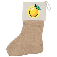 Weihnachtsstrumpf Zitrone Comic Frucht Beige Jute