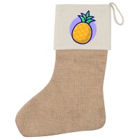 Weihnachtsstrumpf Ananas Comic Frucht Beige Jute