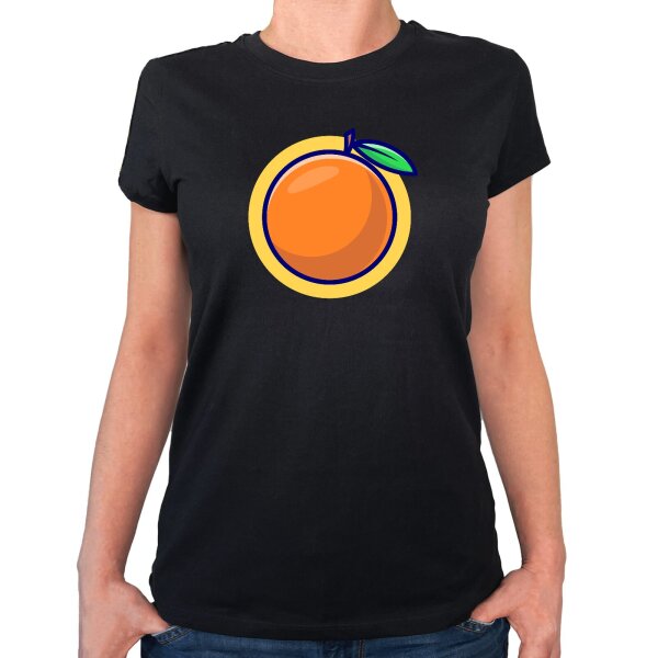 Damen T-Shirt Orange Comic Frucht