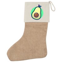 Weihnachtsstrumpf Avocado Comic Frucht Beige Jute