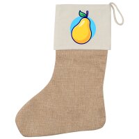 Weihnachtsstrumpf Birne Comic Frucht Beige Jute