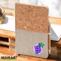 Notizbuch A5 Weintrauben Comic Frucht 80 Blatt inkl....