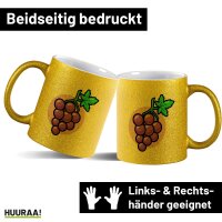 Glitzertasse Weintrauben Comic Frucht 330ml