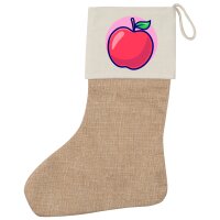 Weihnachtsstrumpf Apfel Comic Frucht Beige Jute