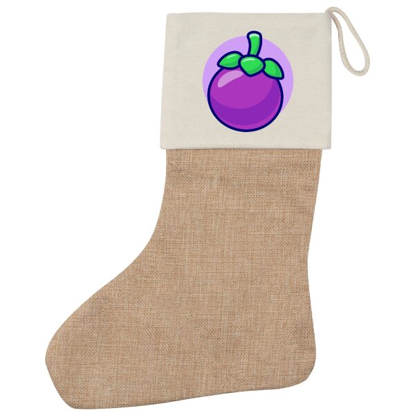 Weihnachtsstrumpf Mangostan Comic Frucht Beige Jute