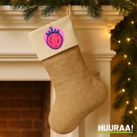 Weihnachtsstrumpf Litschi Comic Frucht Beige Jute