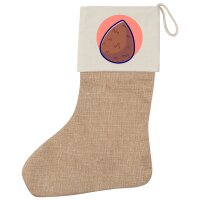 Weihnachtsstrumpf Kokosnuss Comic Frucht Beige Jute