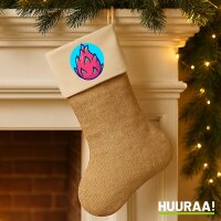 Weihnachtsstrumpf Drachenfrucht Comic Frucht Beige Jute