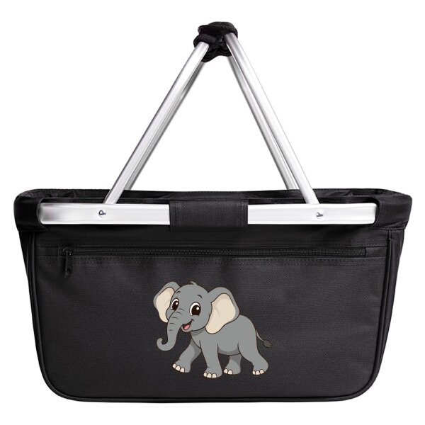 Einkaufskorb faltbar Elefant Comic 20 Liter Black
